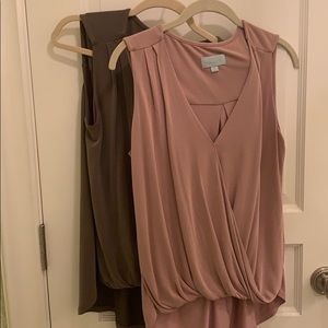 Pink and green tanks